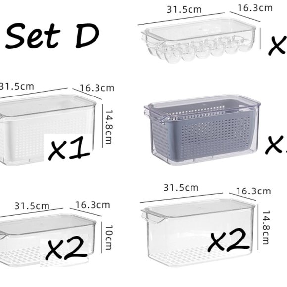New - Fridge Organizers Fresh Produce Saver Containers - Set of 7 - Picture 9 of 9